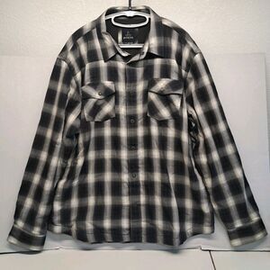 prAna Men’s XL Black And Grey Button Thermal Lined Flannel Jacket